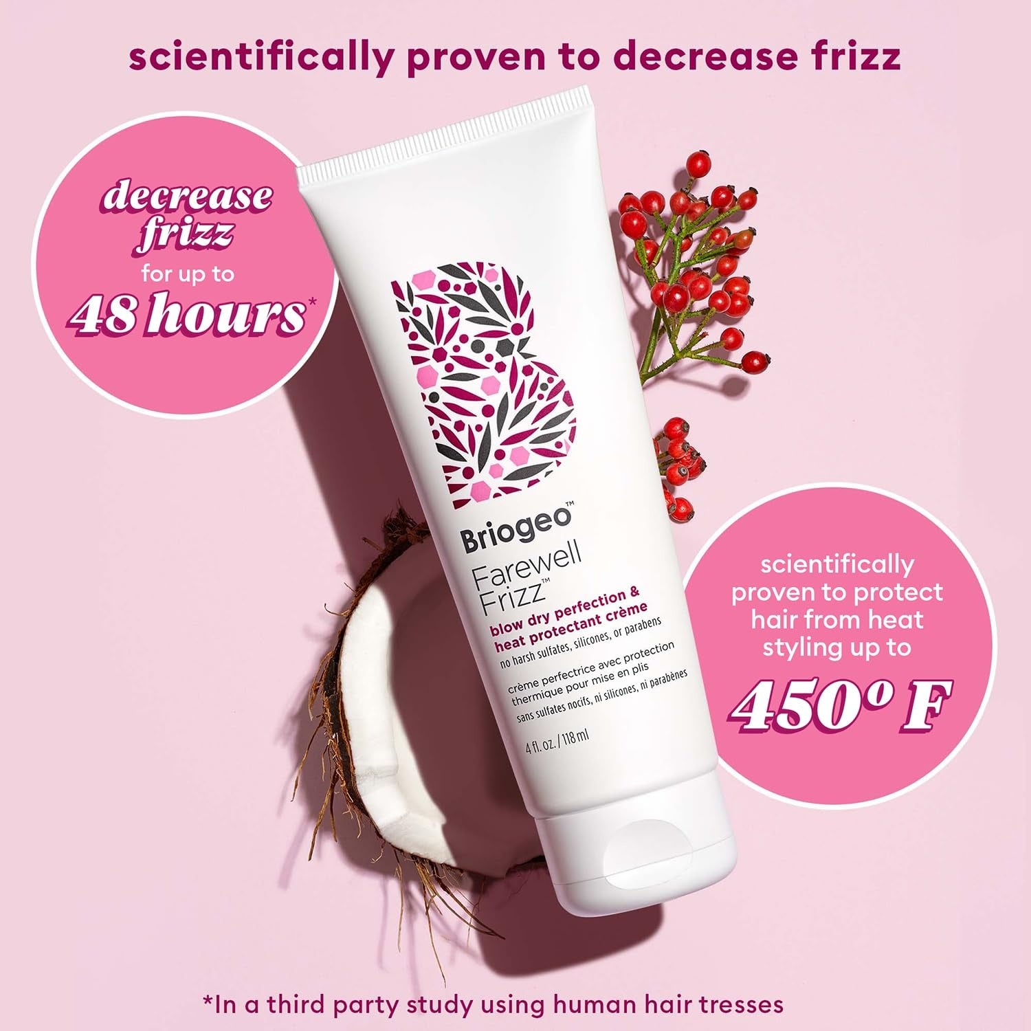 Briogeo Farewell Frizz Blow Dry Perfection & Heat Protectant Creme 2 oz/59 ml.