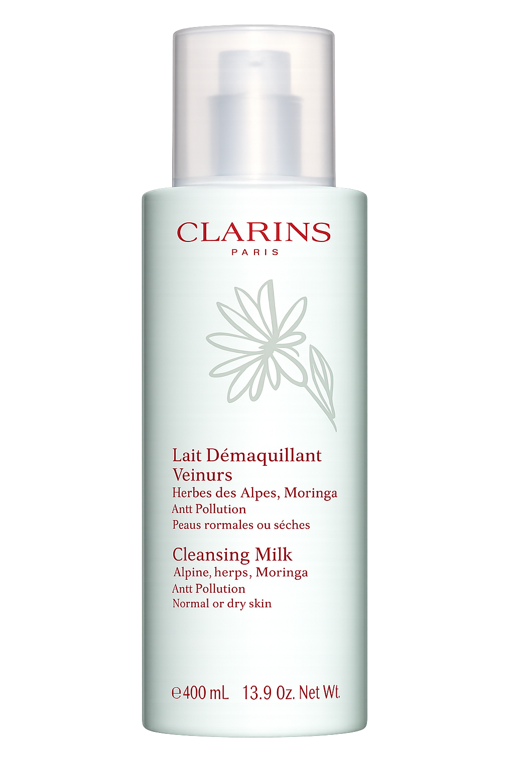 Clarins Anti-Pollution Cleansing Milk w/Alpine Herbs & Moringa Normal to Dry Skin-400ml/13.9 oz.