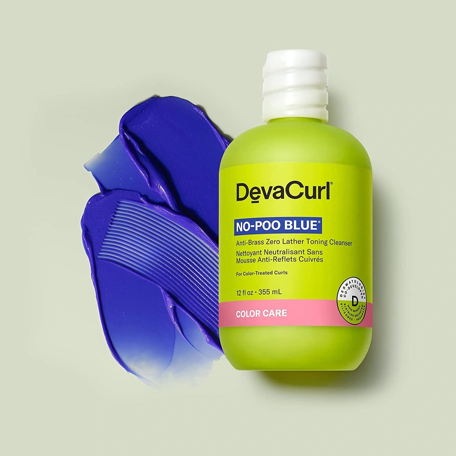 DevaCurl No-Poo Blue Anti Brass Zero Lather Toning Cleanser Color Care 12 fl oz./355ml