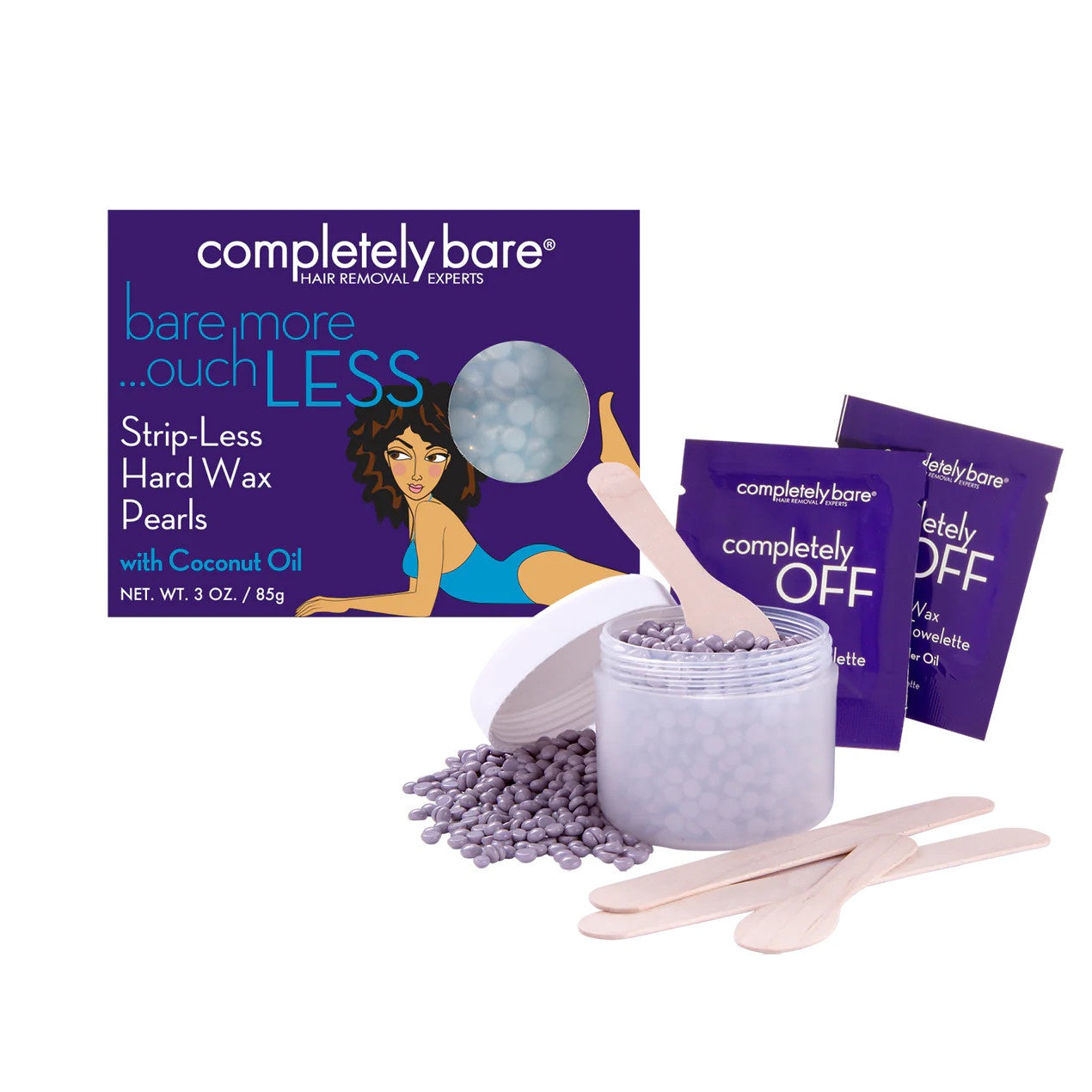 Completely Bare Bare More Ouch Less Strip Less Hard Wax Pearls with Coconut Oil 3oz.