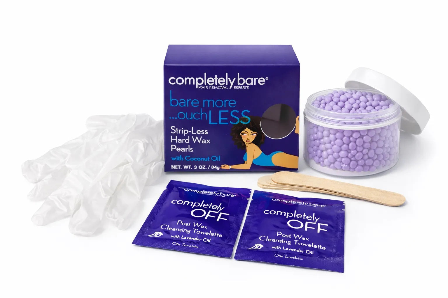Completely Bare Bare More Ouch Less Strip Less Hard Wax Pearls with Coconut Oil 3oz.