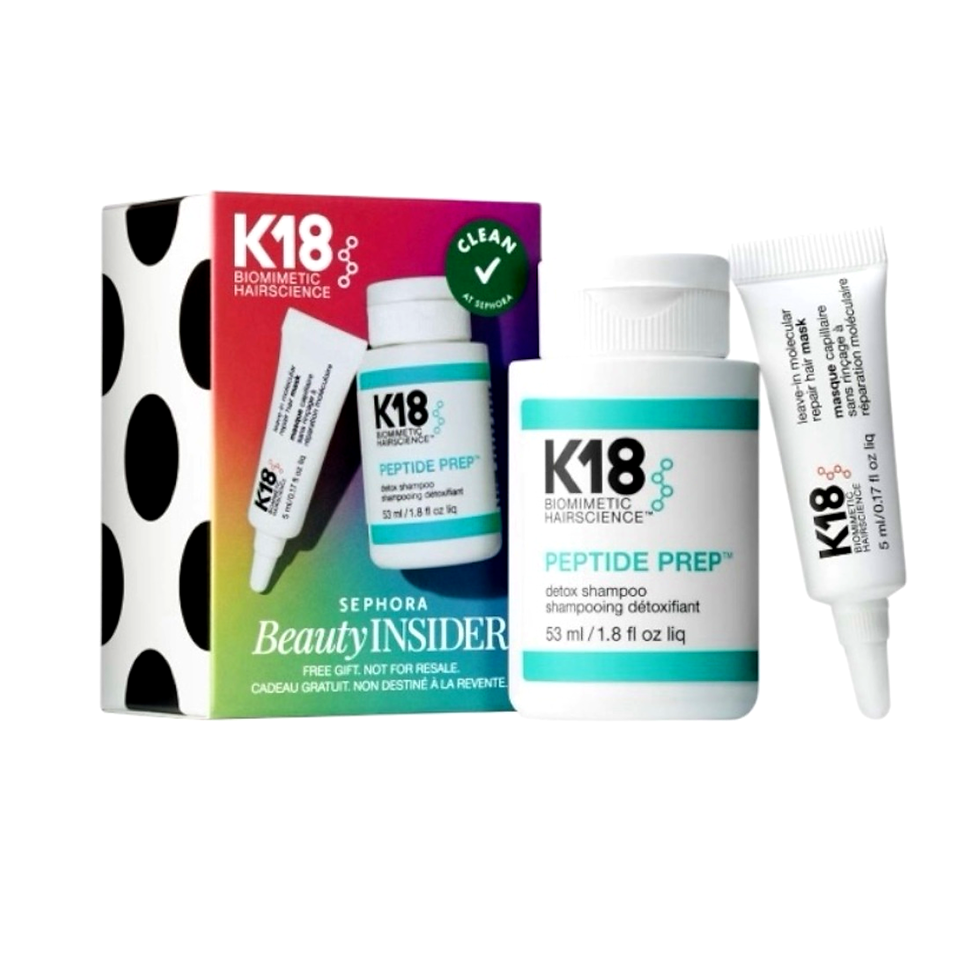K18 Biomimetic Hair Science Sephora Gift Peptide Prep Shampoo + Hair Mask Set